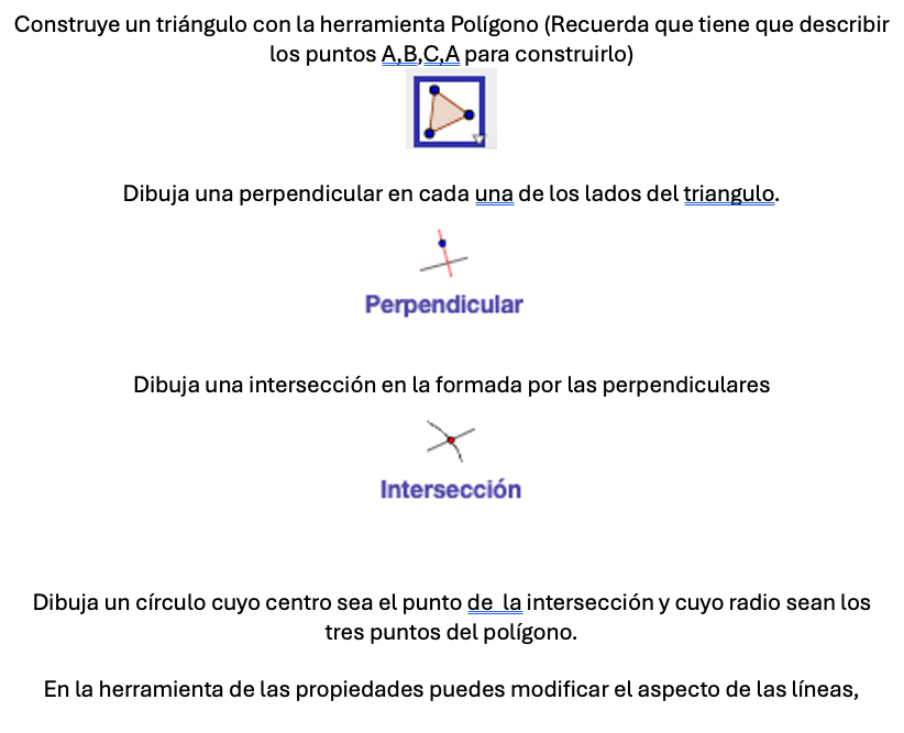 Instrucciones para construir un triangulo