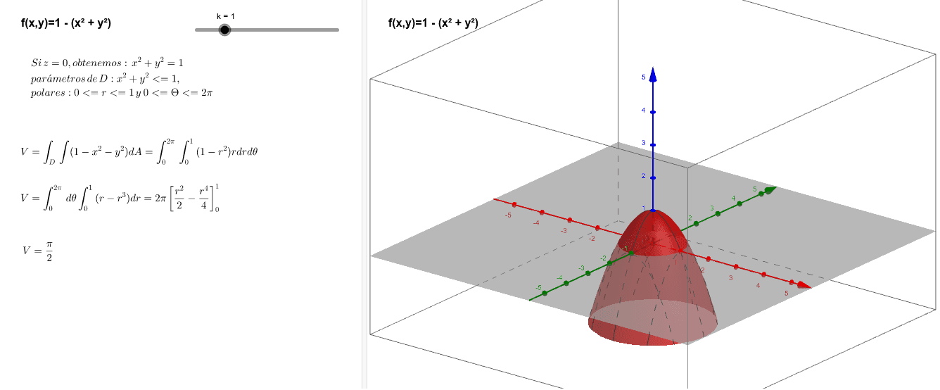 Volumen De Un Paraboloide Geogebra