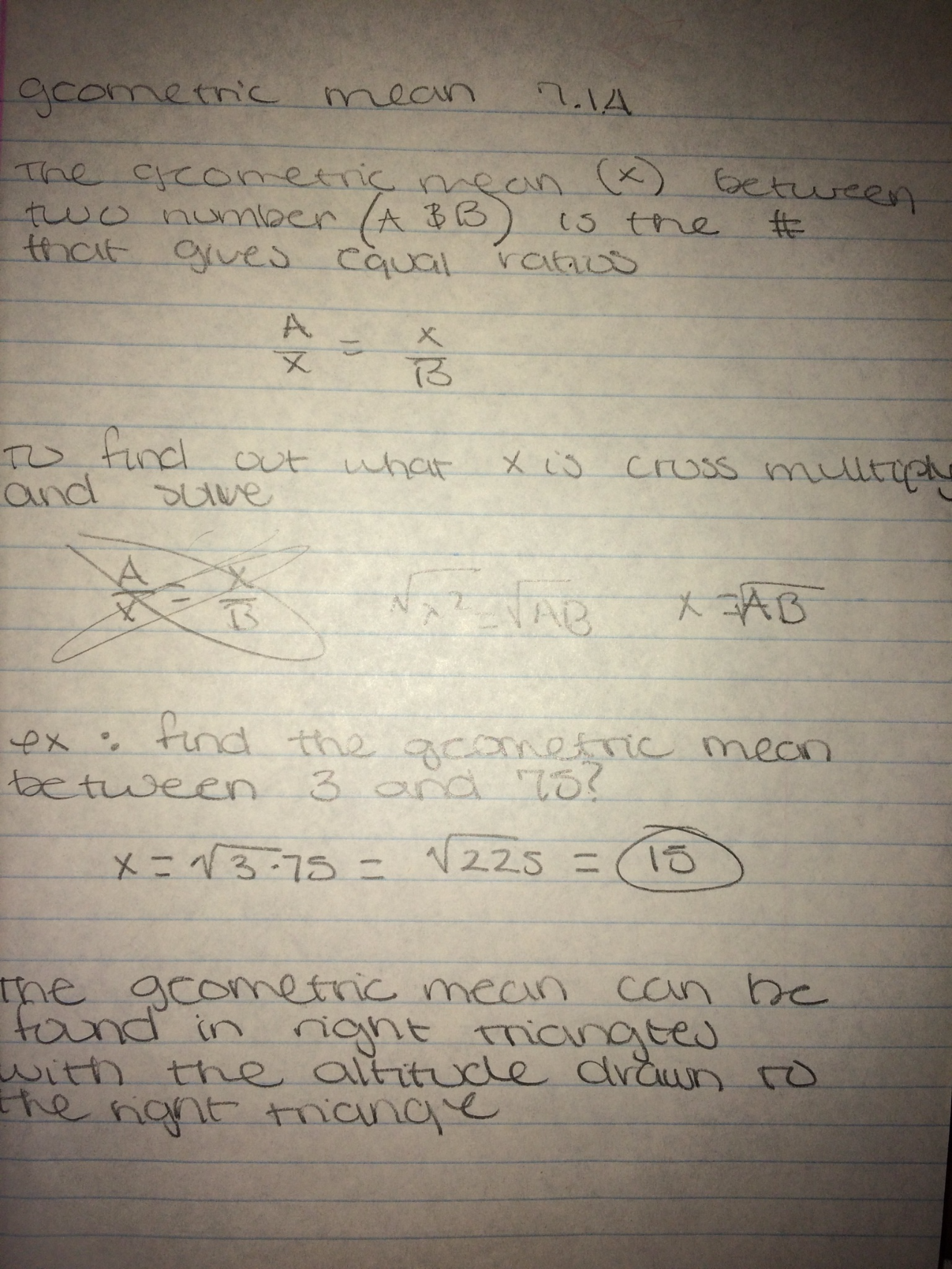 I choose my geometric mean notes because even though we rarely had any problem on geometric mean it i think it was very easy to catch on and learn...