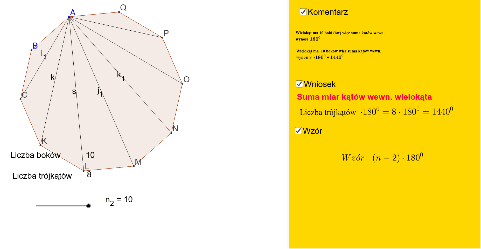 Suma Miar Kątów W Pięciokącie Suma miar kątów w wielokącie – GeoGebra