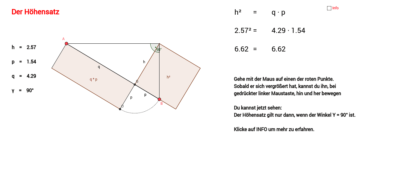 Der Höhensatz GeoGebra