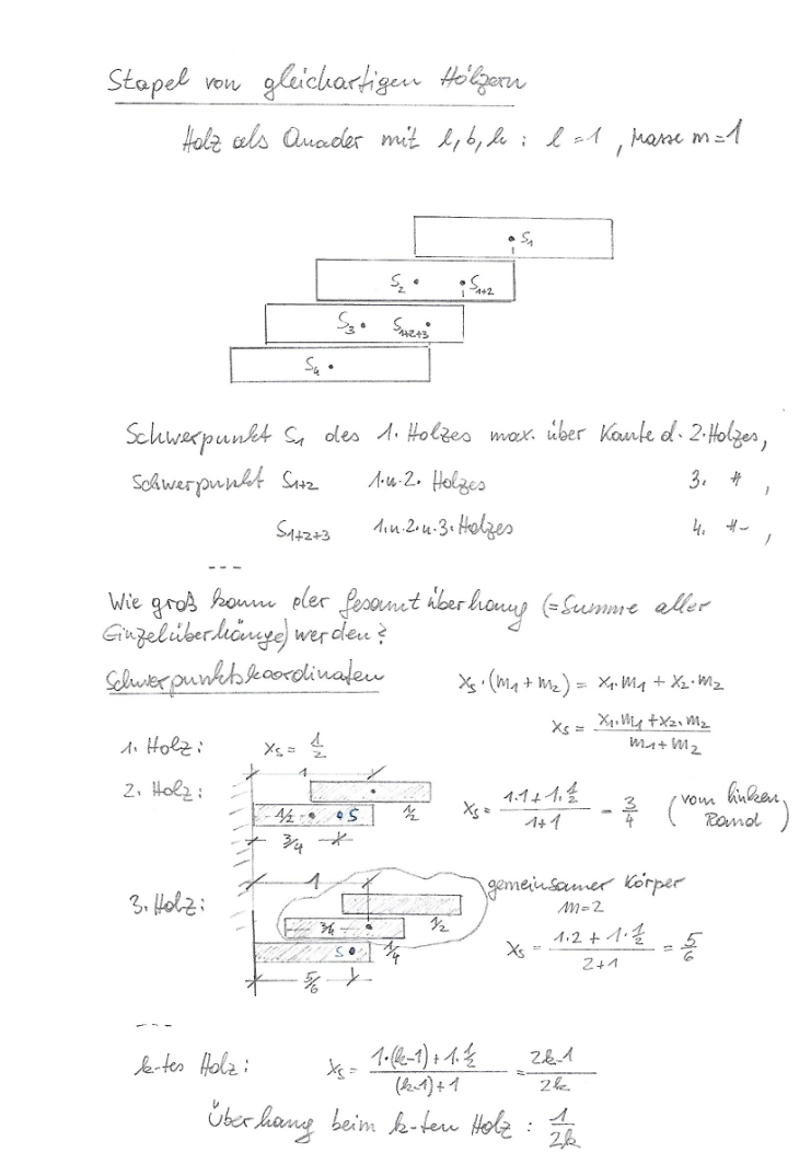 Derivation of the center of gravity coordinates (in German)