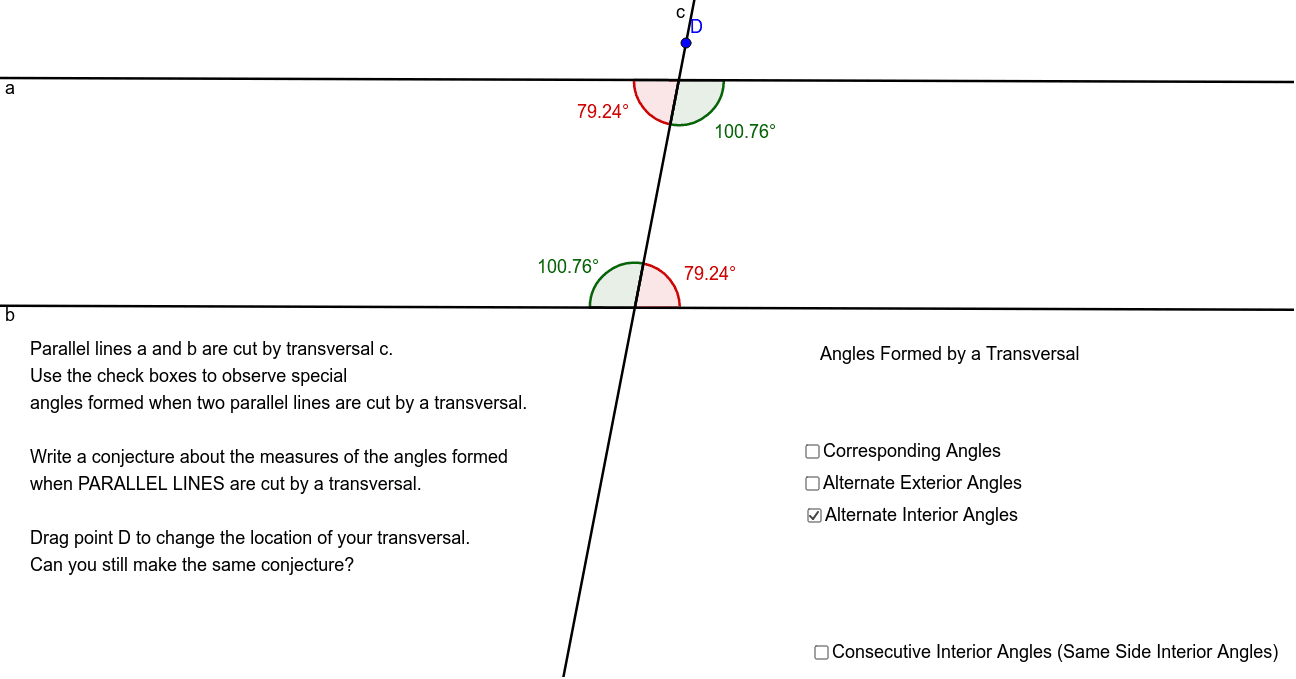 Angles Formed by a Transversal – GeoGebra