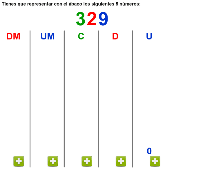 Juego representando números de forma ordenada con un ábaco