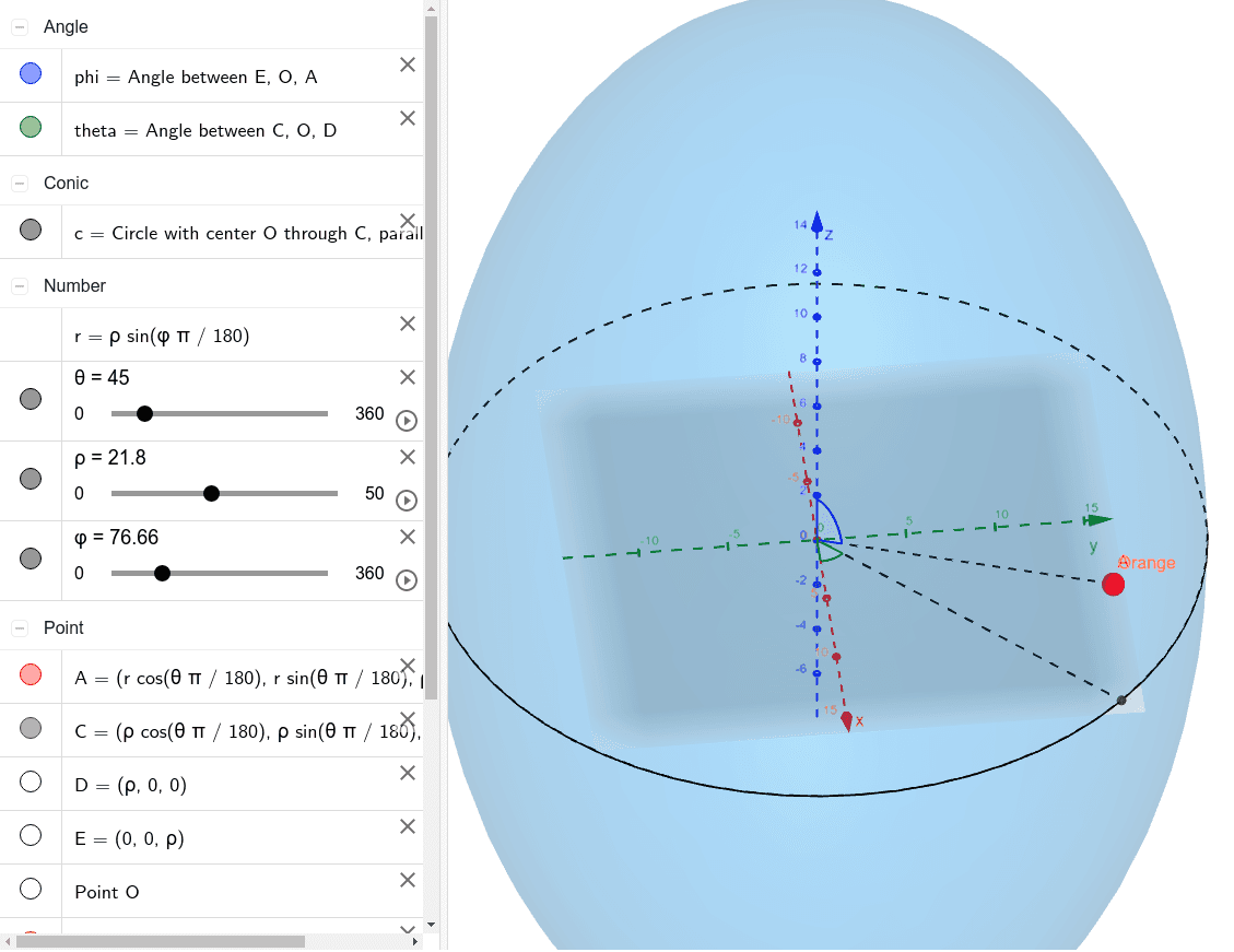 spherical coordinates in geogebra classic 5 spherical coordinates in geogebra classic 5