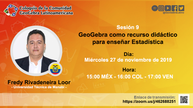 Comunidad GeoGebra Latinoamericana (2019). [i]Coloquio de la Comunidad GeoGebra Latinoamericana - Sesión 9 [evento de Facebook][/i]. Recuperado de [url=https://www.facebook.com/GeoGebraLatino/photos/gm.707046676428166/429089087731166/?type=3&theater][/url][url=https://www.facebook.com/GeoGebraLatino/photos/a.350442285595847/462430221063719/?type=3&theater]https://www.facebook.com/GeoGebraLatino/photos/a.350442285595847/462430221063719/?type=3&theater[/url]
