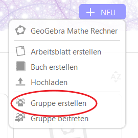 zu 2. GeoGebra-Gruppe erstellen