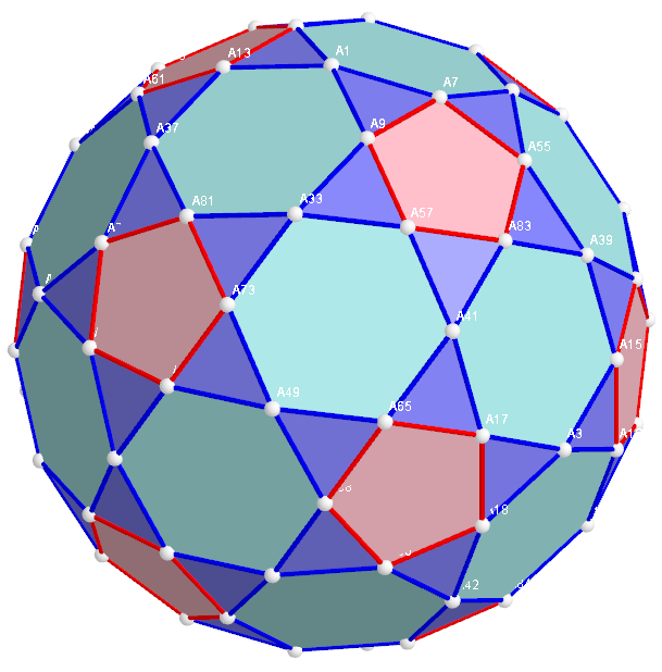  Five pointed Star and Star of David inscribed in a Rectified Truncated Icosahedron.