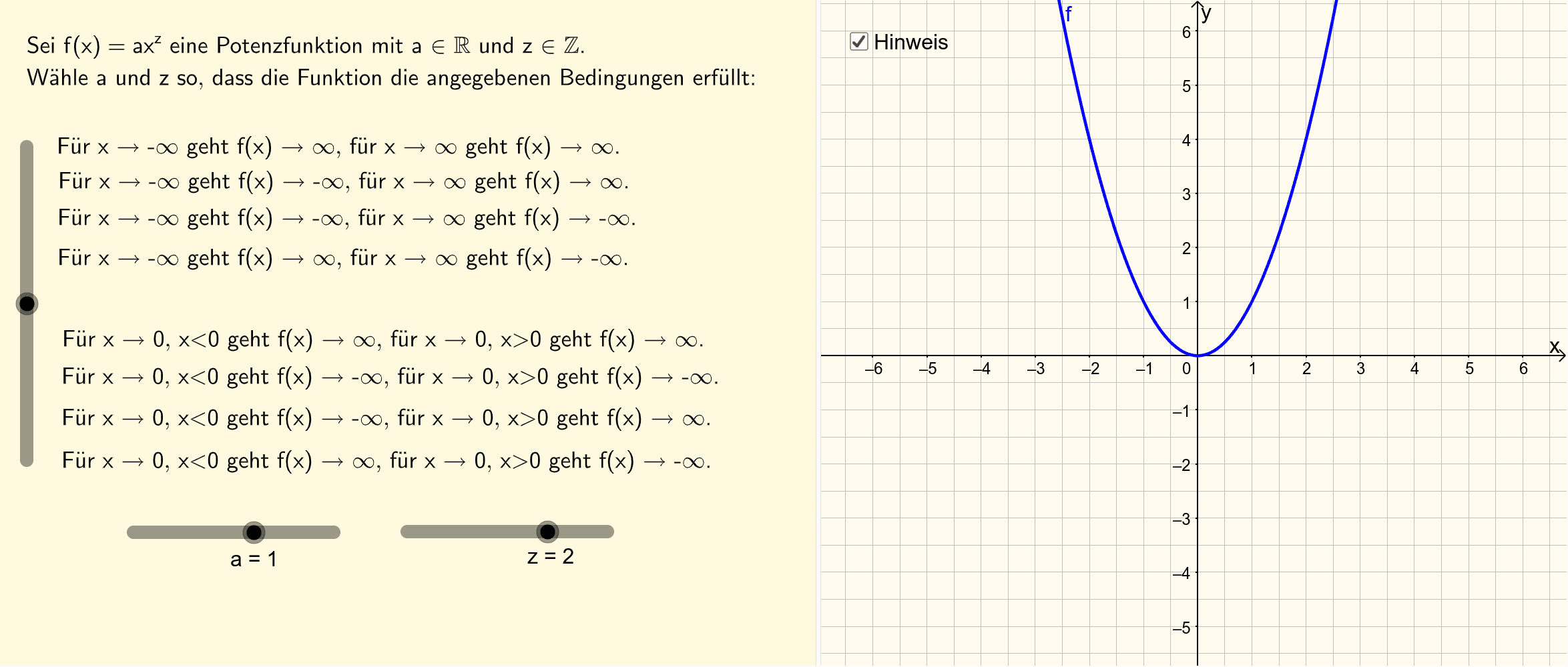 Verhalten an den Rändern des Definitionsbereichs – GeoGebra