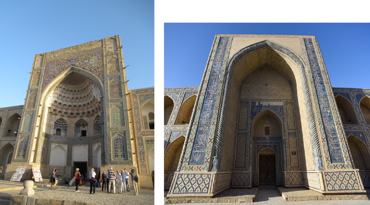 left: the iwan of the Abdul Aziz madrassa
right: the iwan of the Ulug Beg madrassa (picture: orientalarchitecture.com)