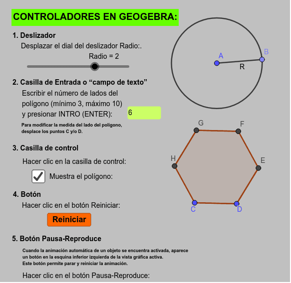 Geogebra controladores y applets GeoGebra Geogebra controladores y applets GeoGebra