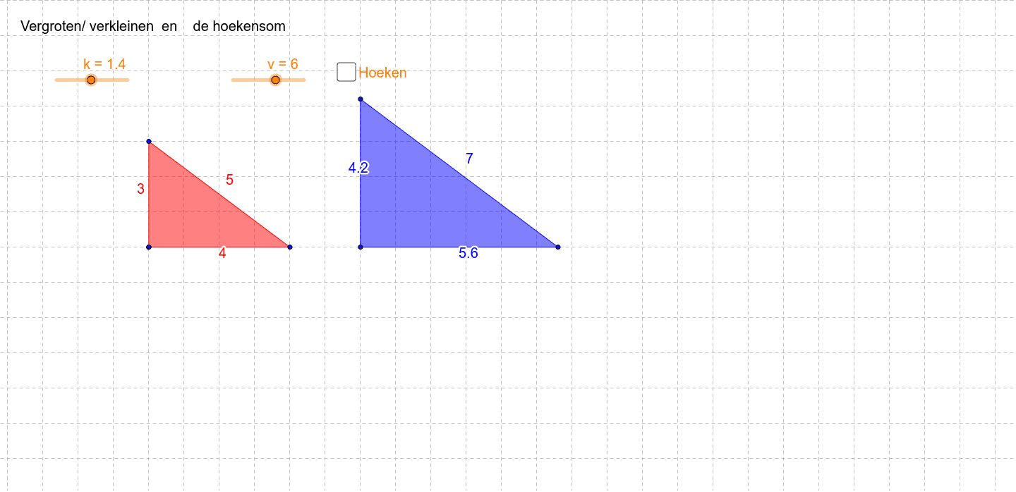 Kapel T Zwart Vergroten met factor k en hoekensom – GeoGebra