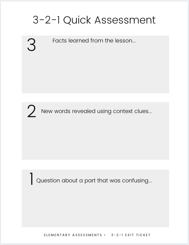 Students complete this Exit ticket on paper