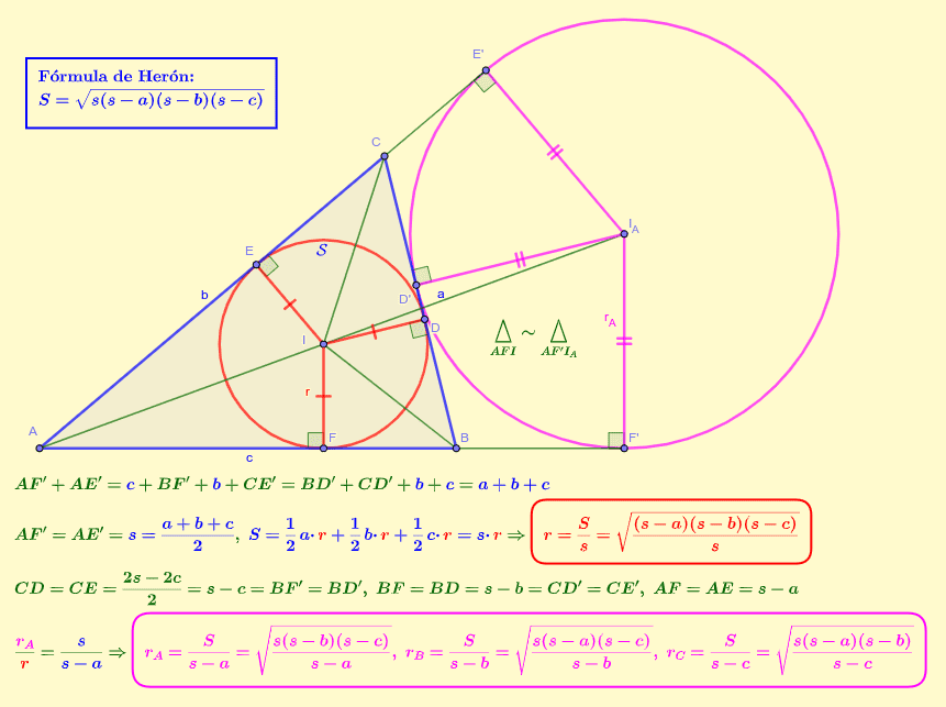 Radio de la circunferencia inscrita y GeoGebra