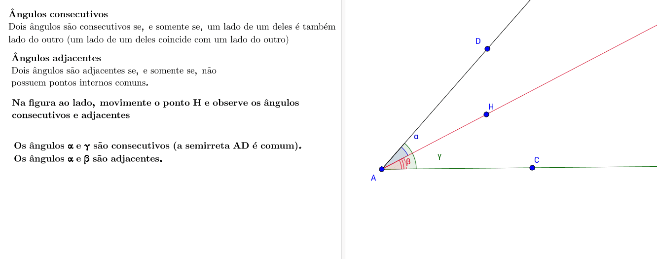Ângulos Consecutivos e Adjacentes