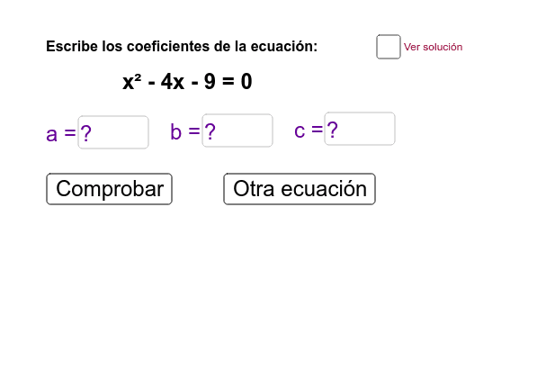 Identifica los coeficientes