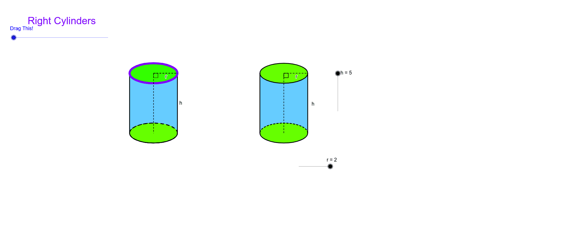 Net + Surface Area of a Triangular Prism and Cylinder GeoGebra