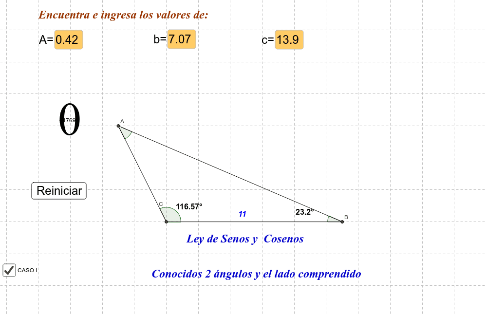 Conocidos 2 ángulos y el lado comprendido