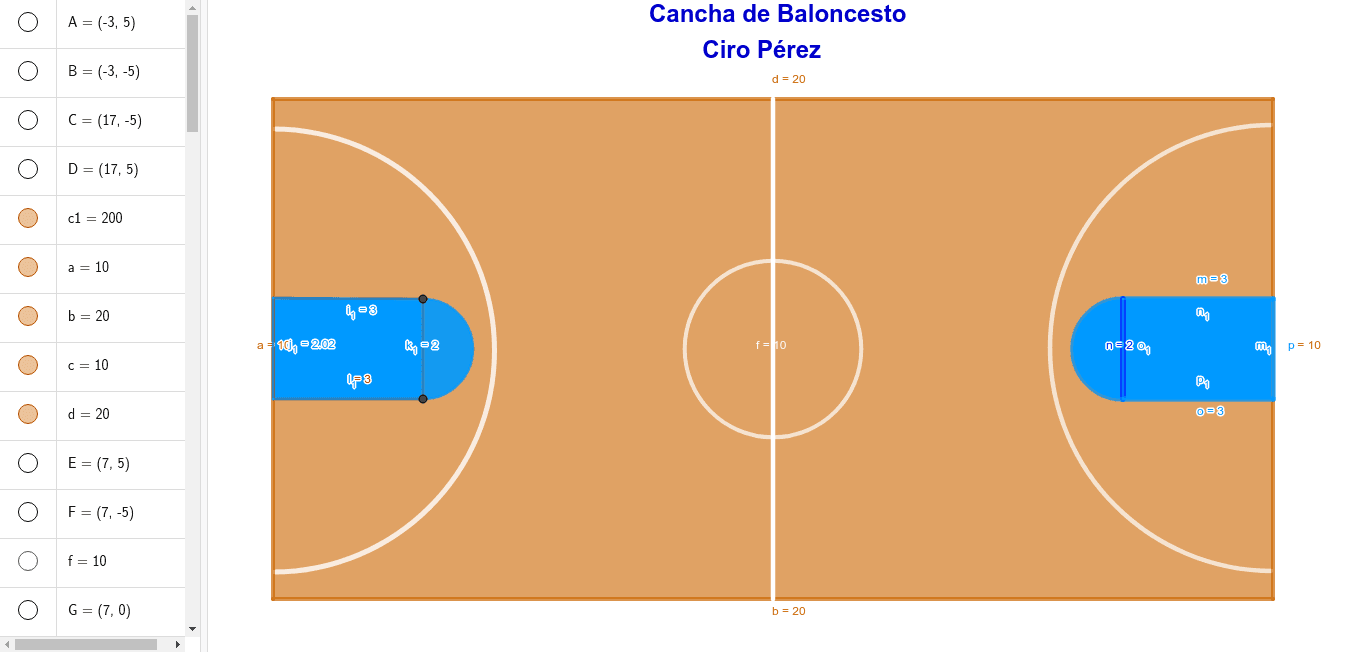 Cancha de baloncesto – GeoGebra