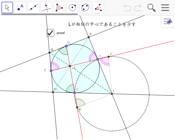 四角形に内接する楕円の作図 Geogebra