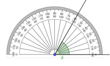 [size=150]Veličina kuta je 60° jer je to šiljasti kut. Pišemo [math]\delta[/math] = 60°.[/size]