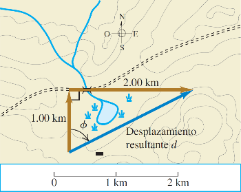 Diagrama vectorial, a escala, de un recorrido en esquí a campo traviesa.