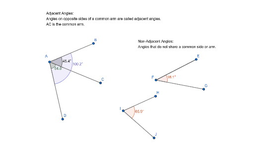 Adjacent and Non-Adjacent Angles – GeoGebra