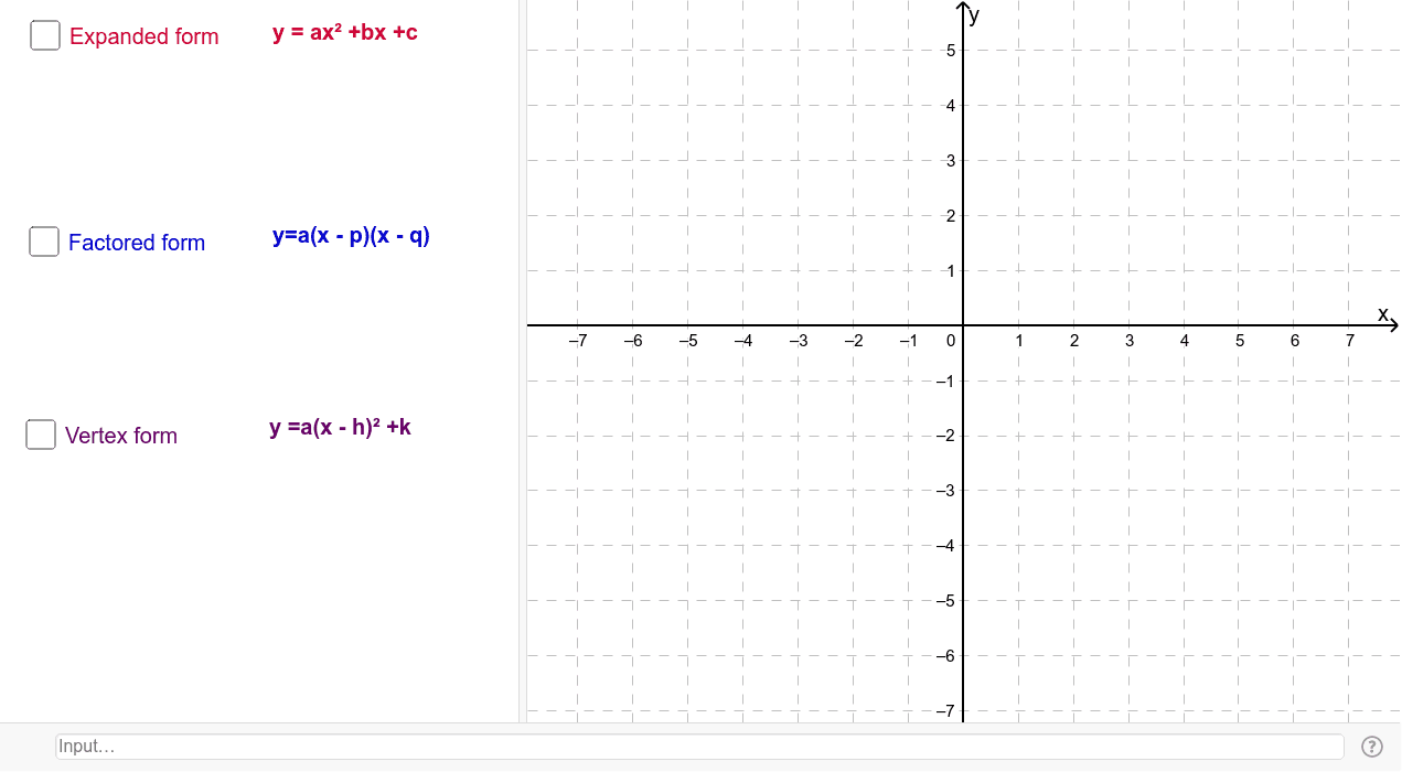 The 20 forms of Quadratic functions – GeoGebra Intended For Characteristics Of Quadratic Functions Worksheet