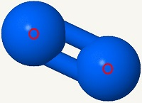 Imagen de una molécula de oxígeno.