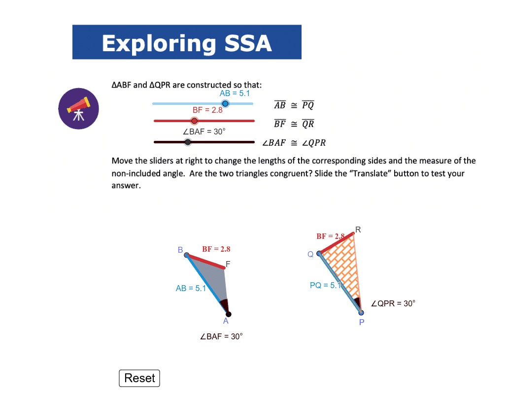 Triangle Congruences GeoGebra