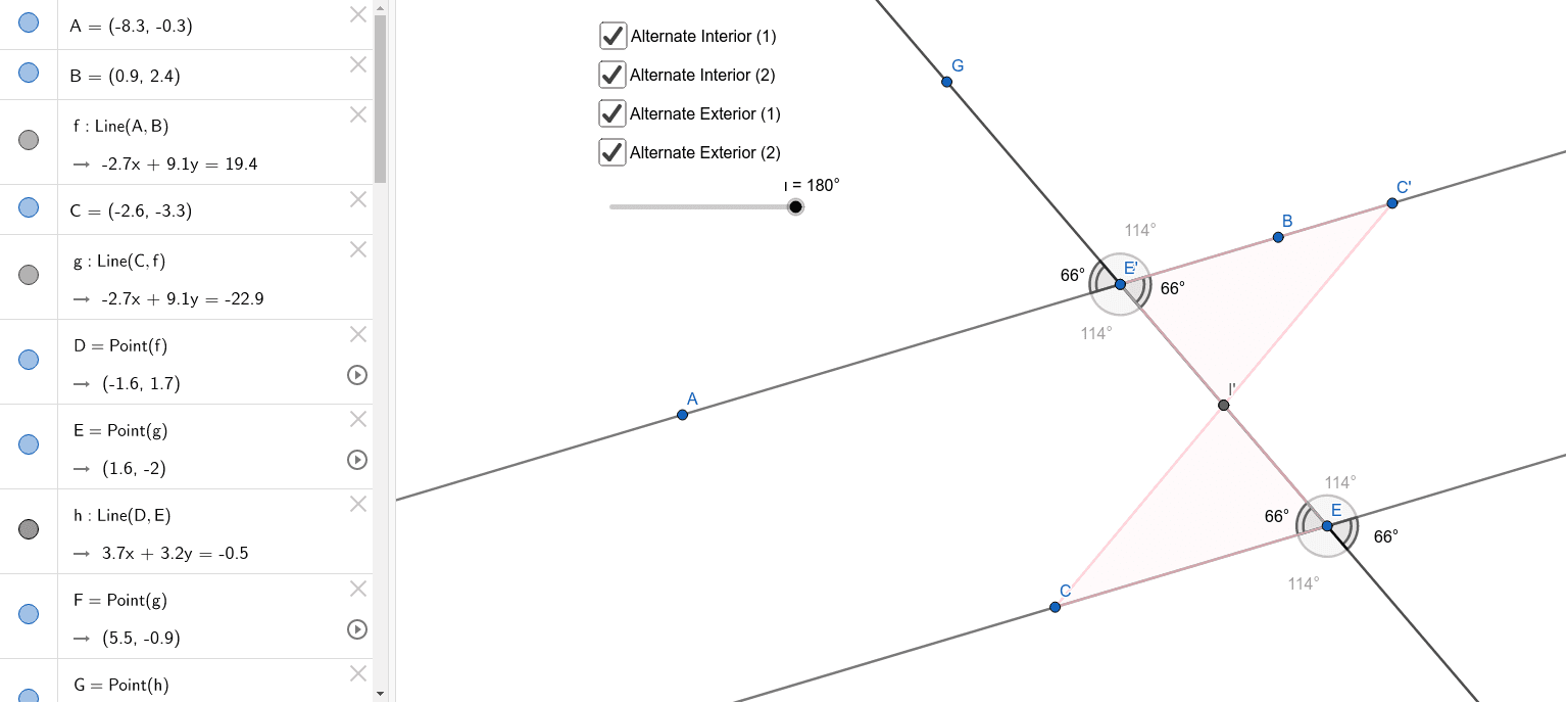 Alternate Interior Exterior Angles Geogebra