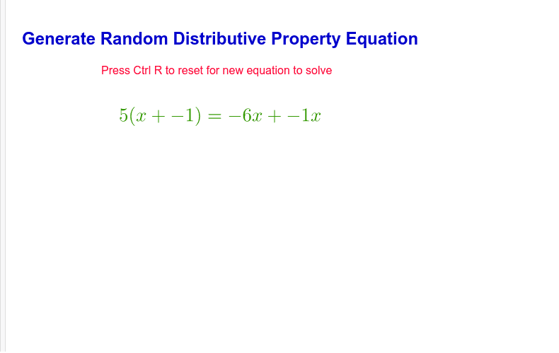 Distributive Property Random Equation Generator – GeoGebra
