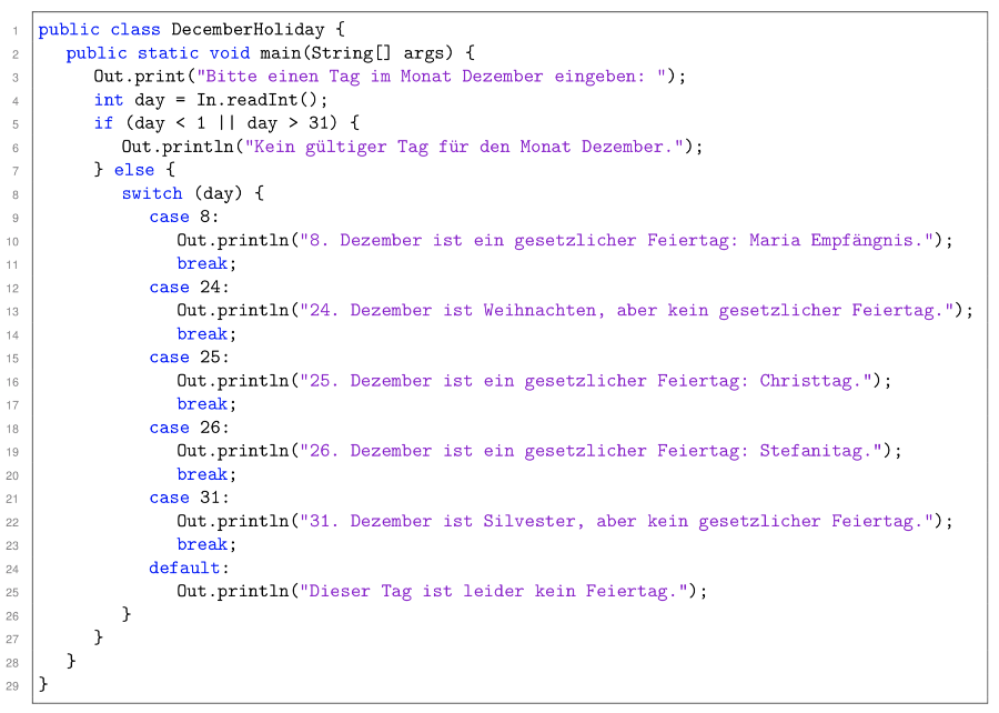 Beispiel – December Holiday